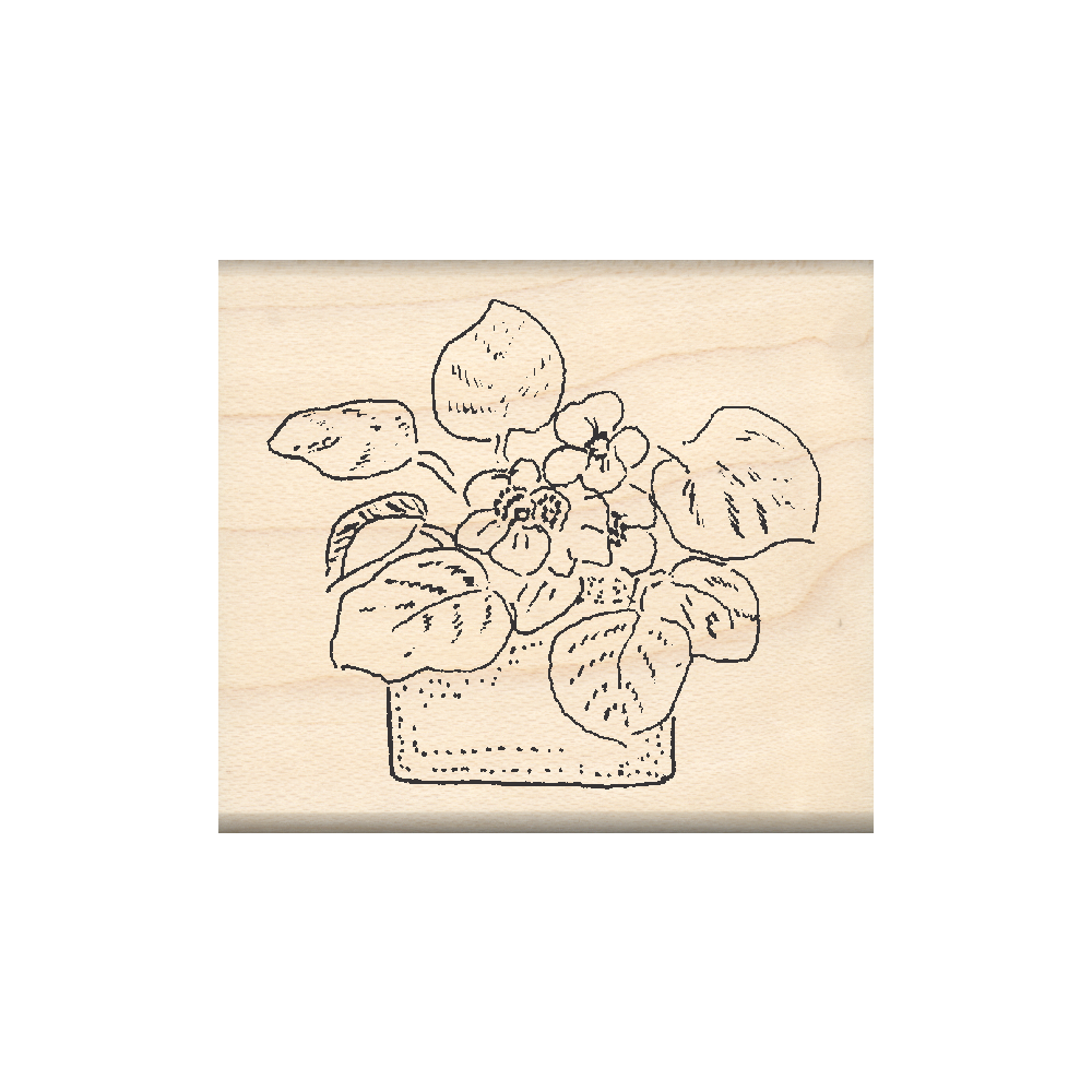 Flower Pot Rubber Stamp 1.75" x 2" block