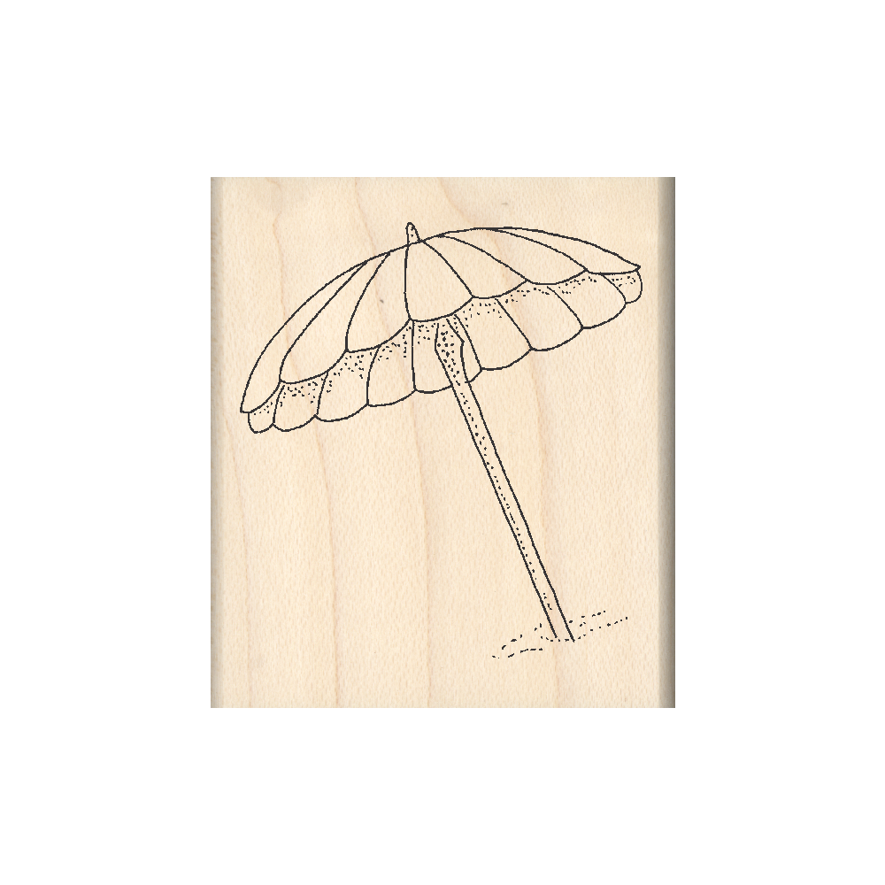 Beach Umbrella Rubber Stamp 1.75" x 2" block