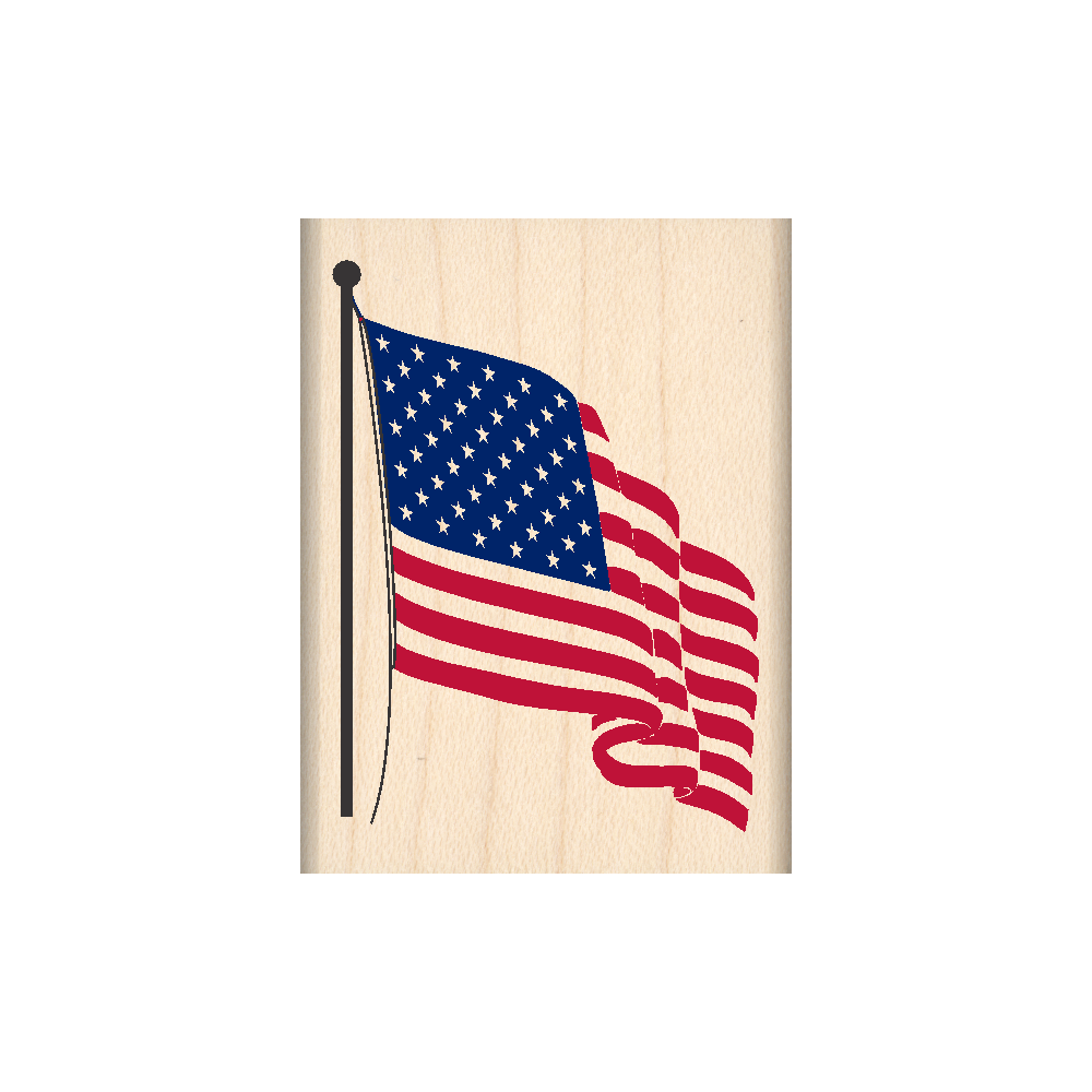 American Flag Rubber Stamp 1.5" x 2" block