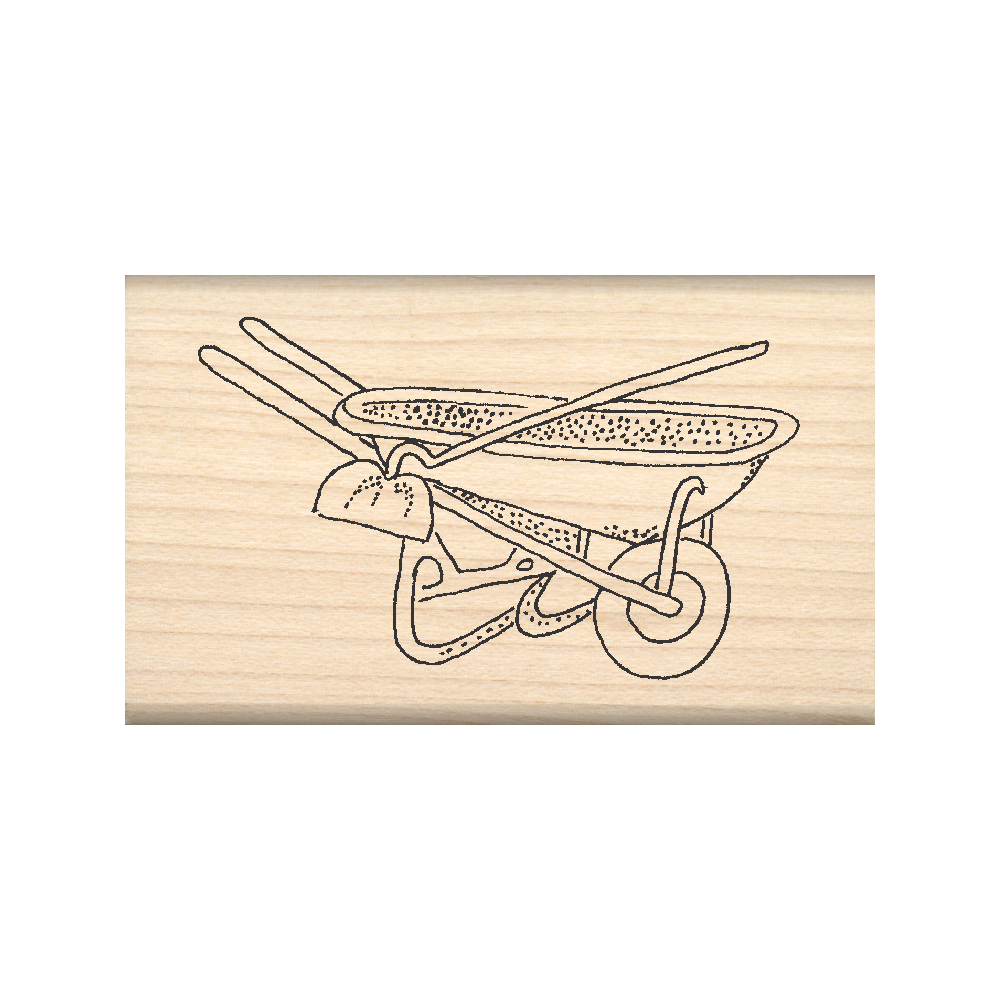 Wheelbarrow/Hoe Rubber Stamp 1.5" x 2.5" block