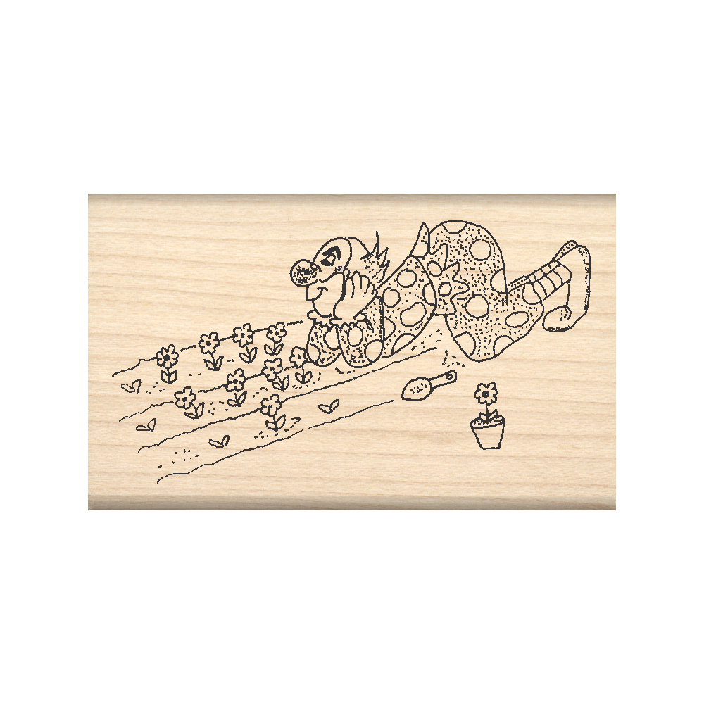 Clown Gardener Rubber Stamp 1.5" x 2.5" block
