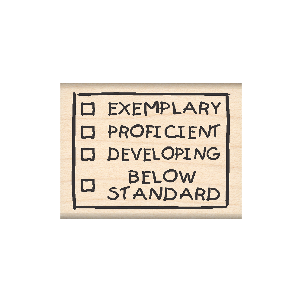 Teacher's Grading Rubber Stamp - Exemplary, Proficient, Developing & Below Standard 1.5" x 2" block