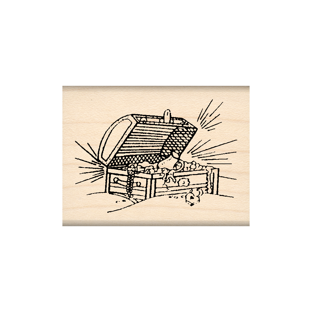 Treasure Chest Rubber Stamp 1.5" x 2" block