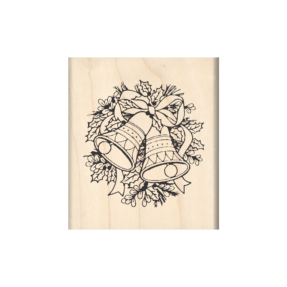 Christmas Bells Rubber Stamp 1.5" x 2" block