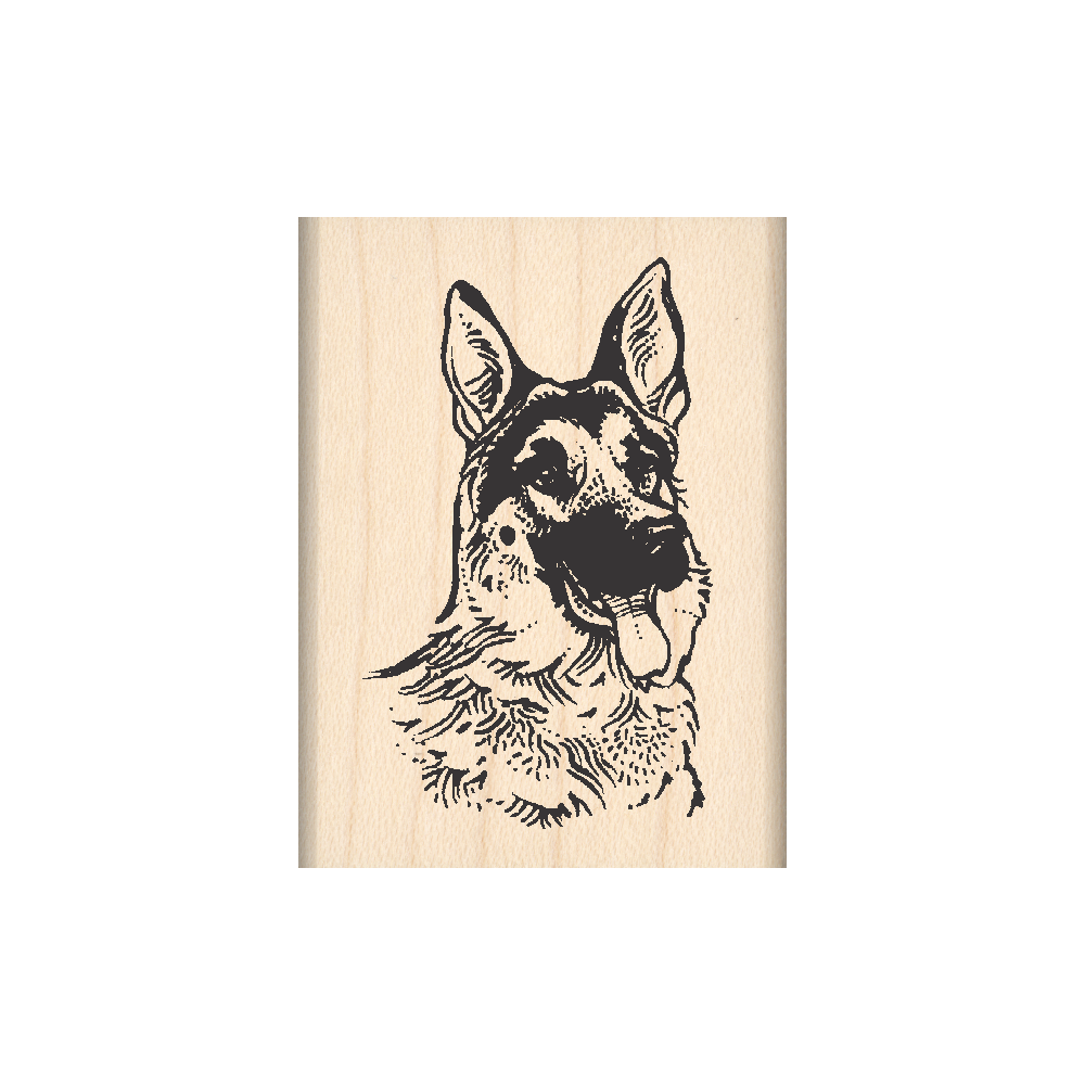 German Shepherd Rubber Stamp 1.5" x 2" block