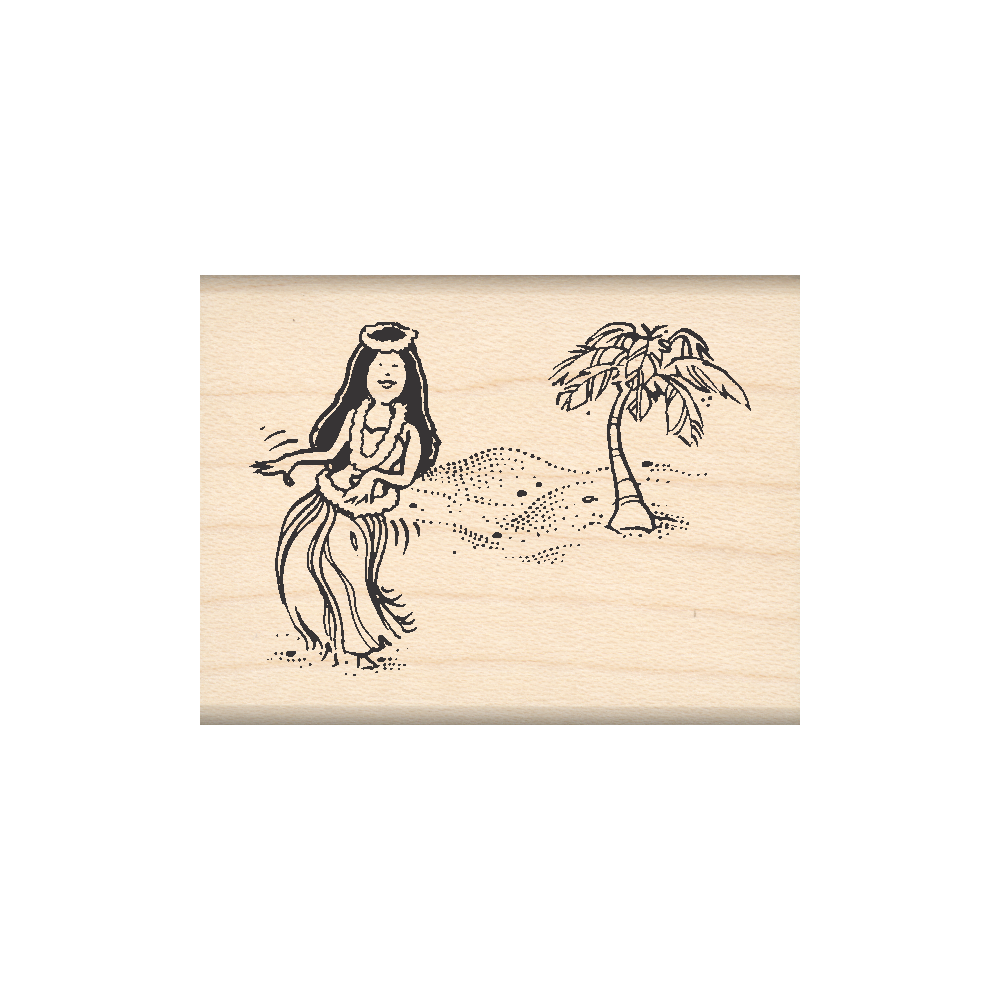 Hula Rubber Stamp 1.5" x 2" block