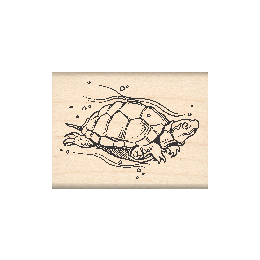 Sea Turtle Rubber Stamp 1.5" x 2" block