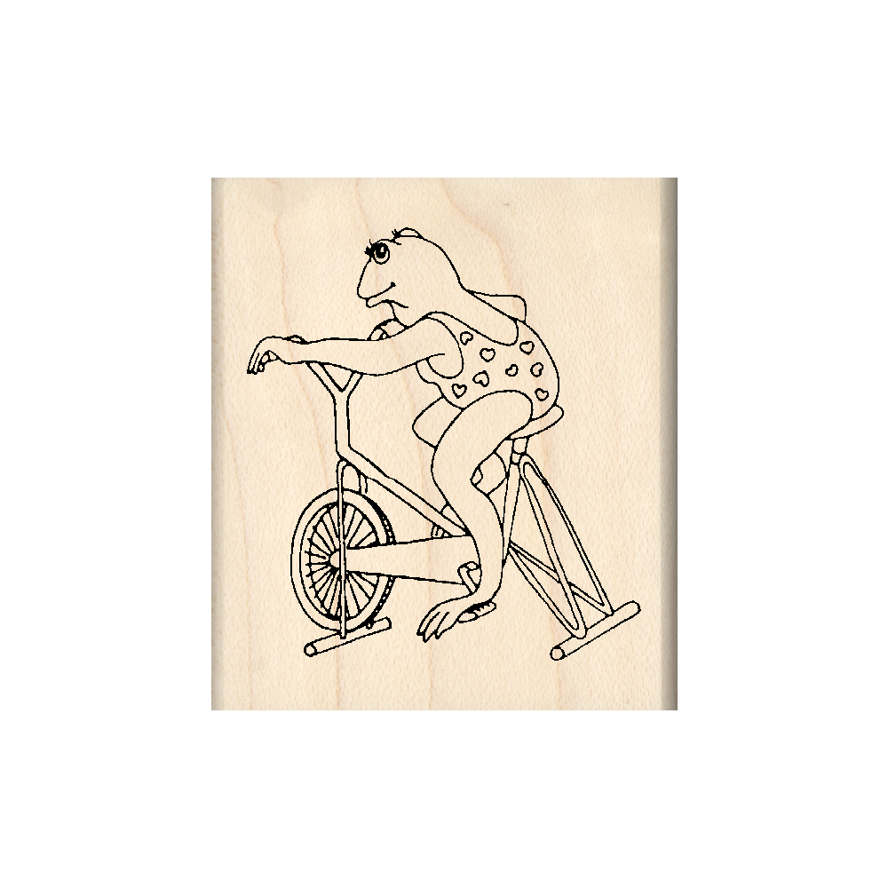 Stationary Bike/Frog Rubber Stamp 1.75" x 2" block