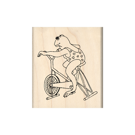Stationary Bike/Frog Rubber Stamp 1.75" x 2" block