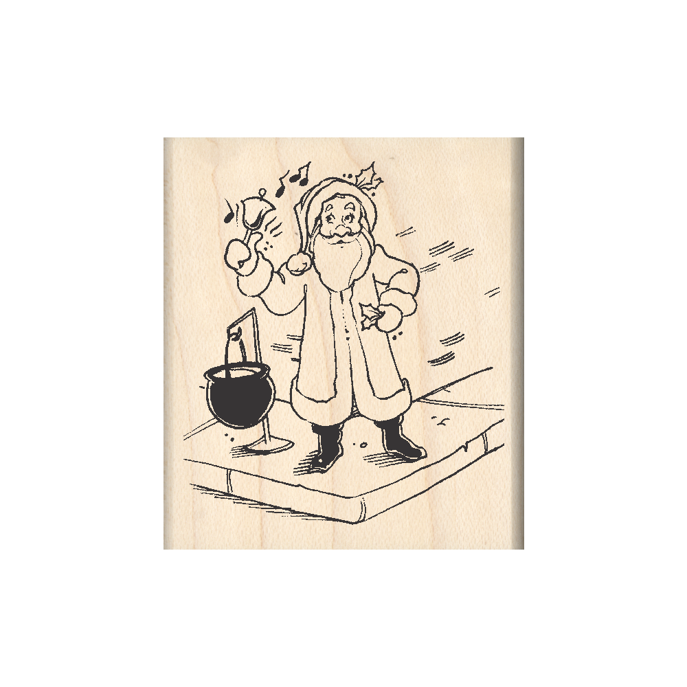 Bell Ringer Donations Collector Rubber Stamp 1.75" x 2" block