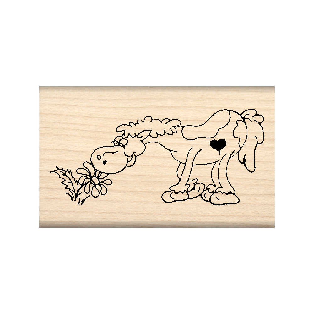 Flower Horse Rubber Stamp 1.5" x 2.5" block