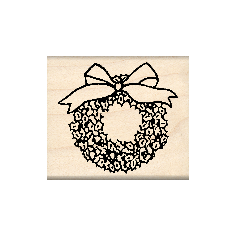 Wreath Rubber Stamp 1.75" x 2" block