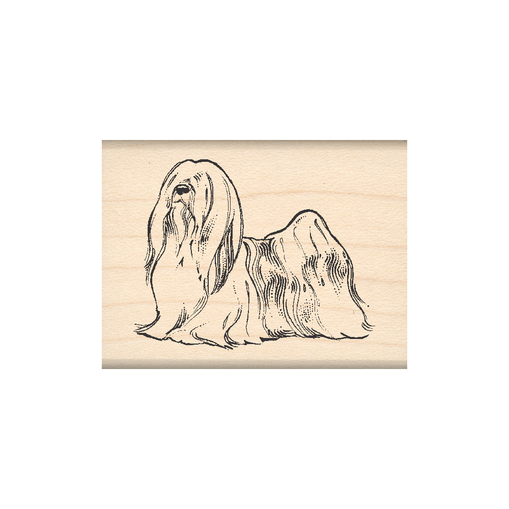 Lhasa Apso Rubber Stamp 1.5" x 2" block