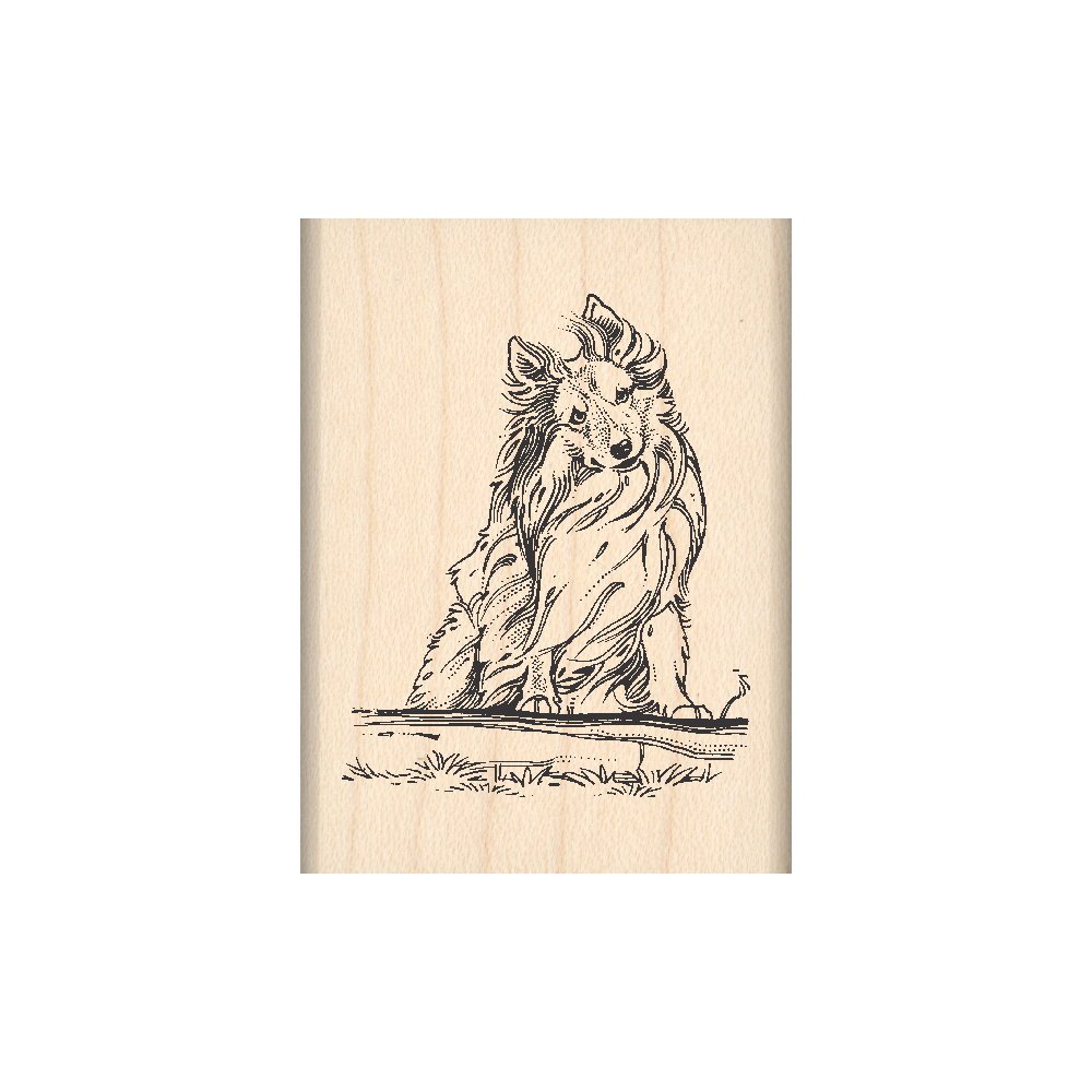 Sheltie Rubber Stamp 1.5" x 2" block