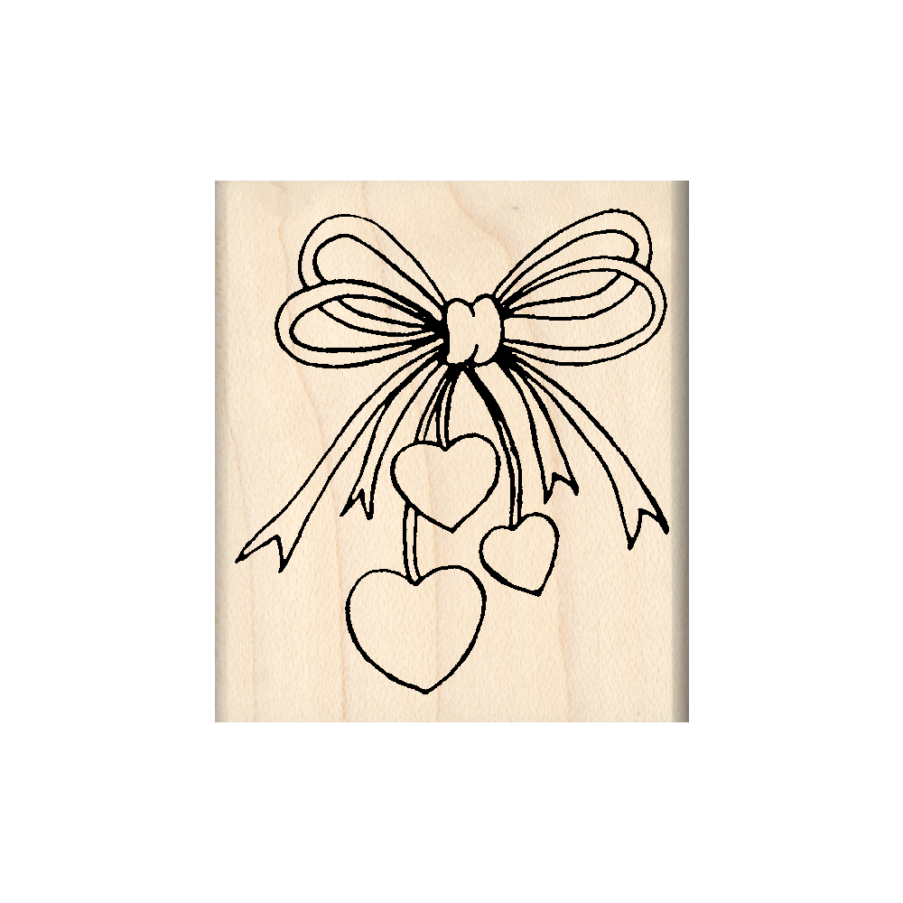 Ribbon Hearts Rubber Stamp 1.75" x 2" block