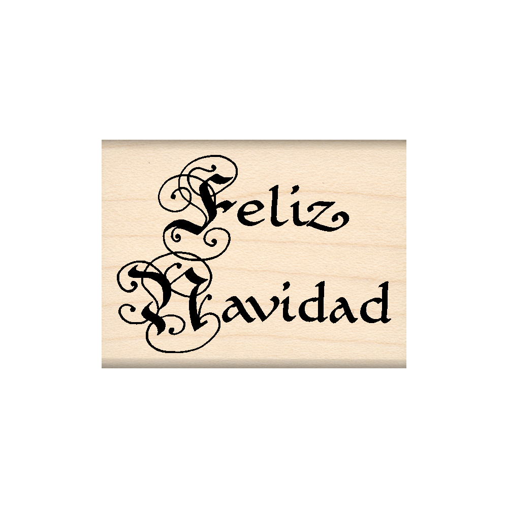 Feliz Navidad Christmas Rubber Stamp 1.5" x 2" block