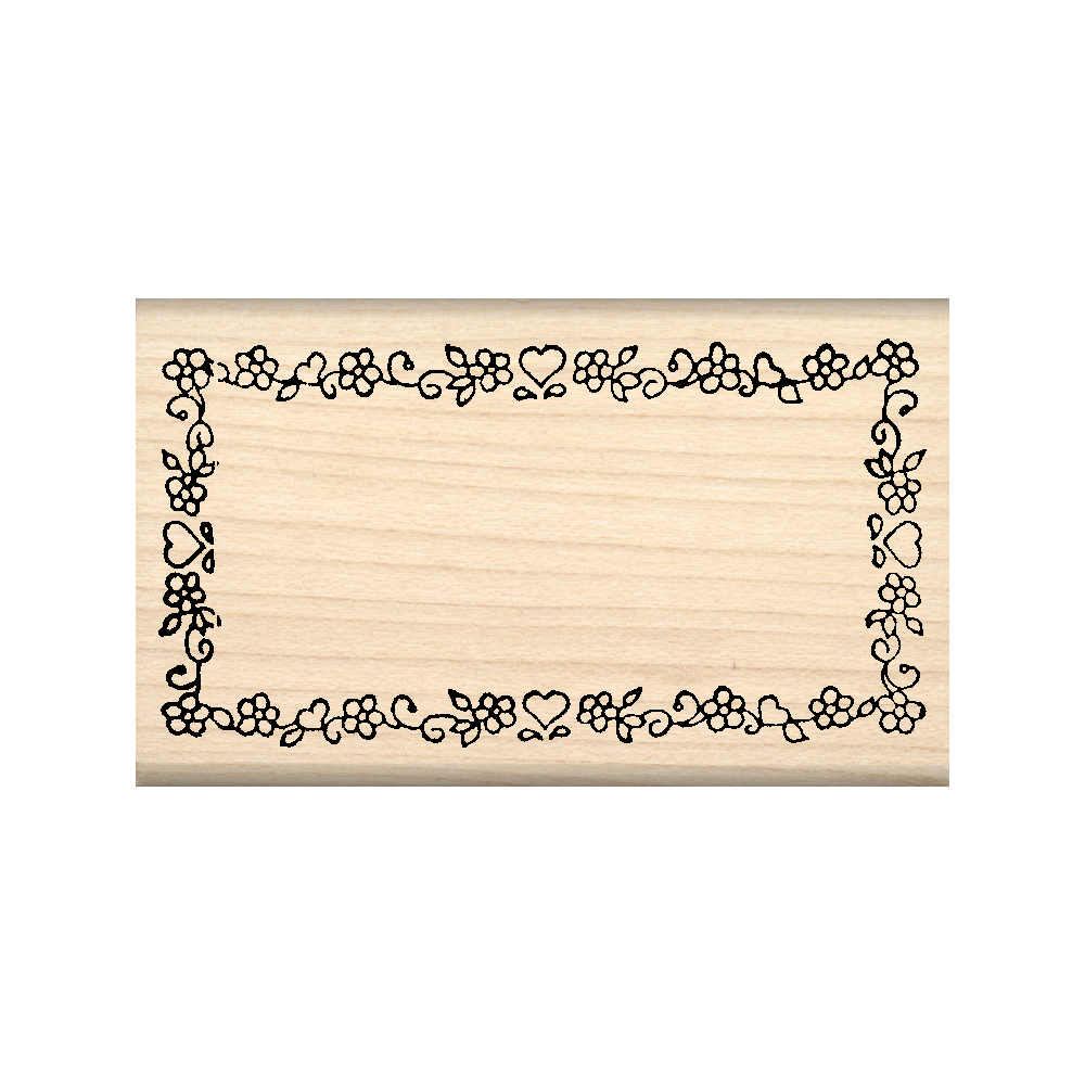 Flower/Hearts Border Rubber Stamp 1.5" x 2" block