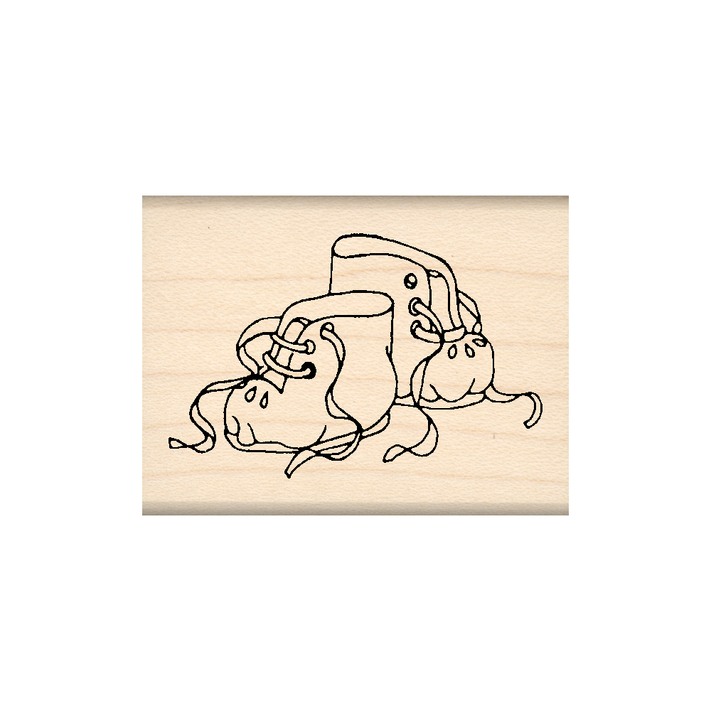 Baby Shoes Rubber Stamp 1.5" x 2" block