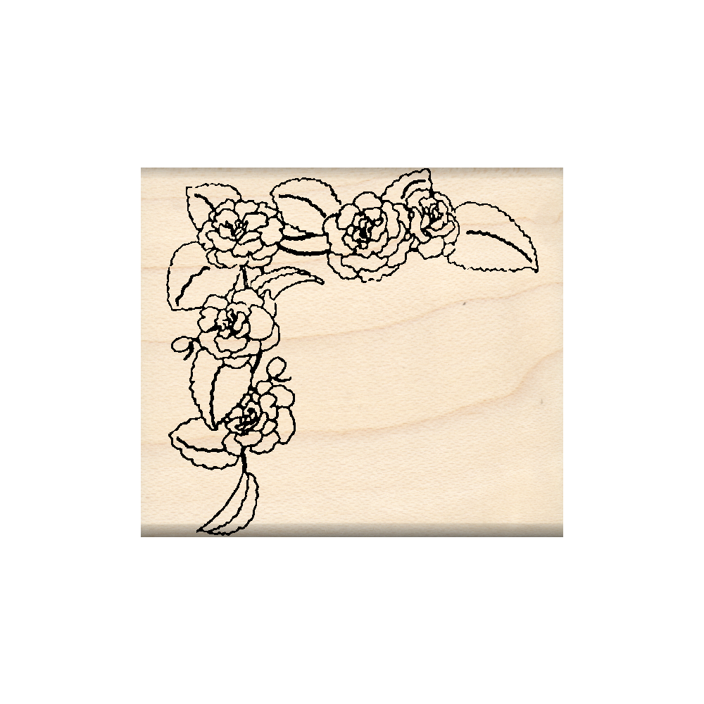 Flower Corner Rubber Stamp 1.75" x 2" block