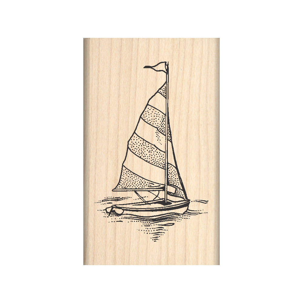 Sailboat Rubber Stamp 1.5" x 2.5" block