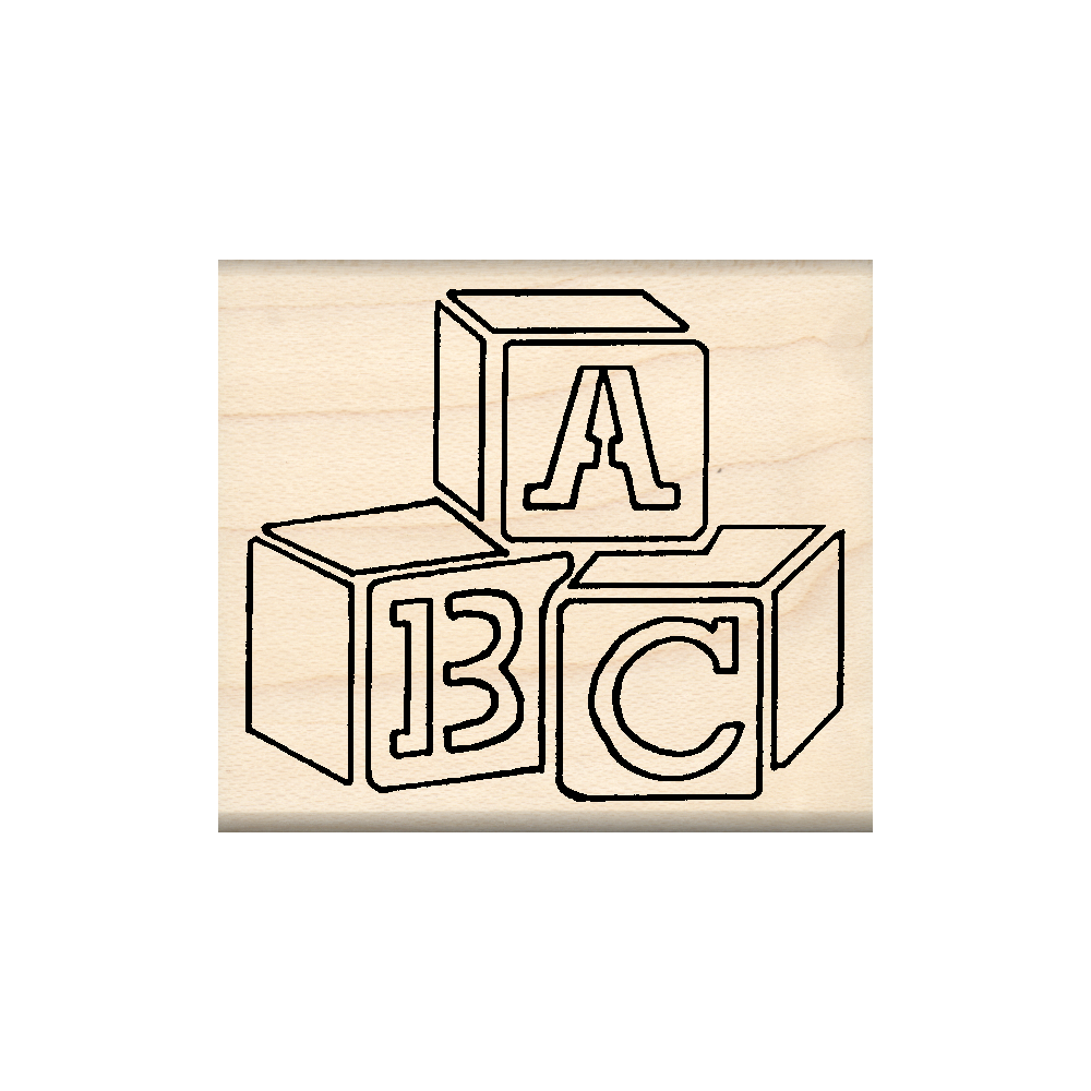 ABC Blocks Teacher Rubber Stamp 1.75" x 2" block