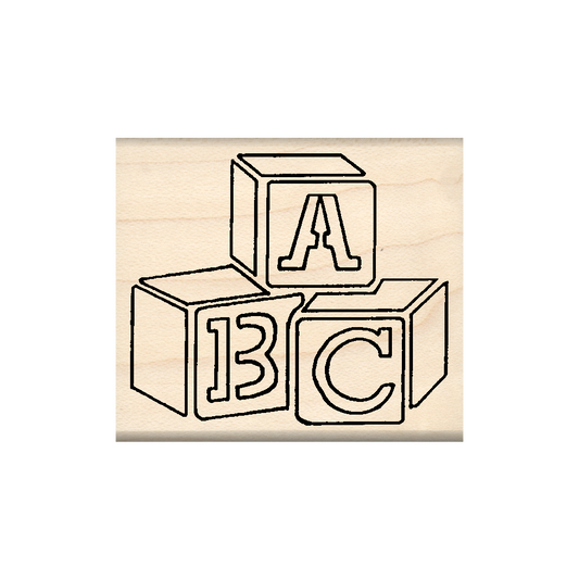 ABC Blocks Teacher Rubber Stamp 1.75" x 2" block