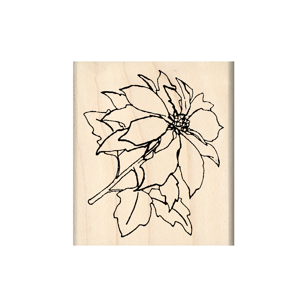Poinsettia Rubber Stamp 1.75" x 2" block