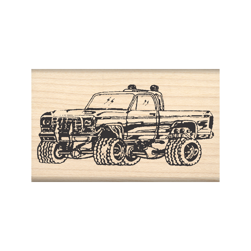 4 x 4 Pickup Truck Rubber Stamp 1.5" x 2.5" block