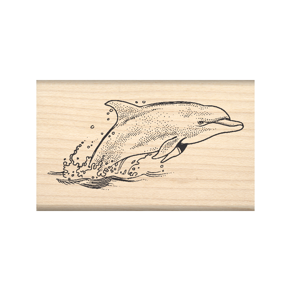 Dolphin Rubber Stamp 1.5" x 2.5" block
