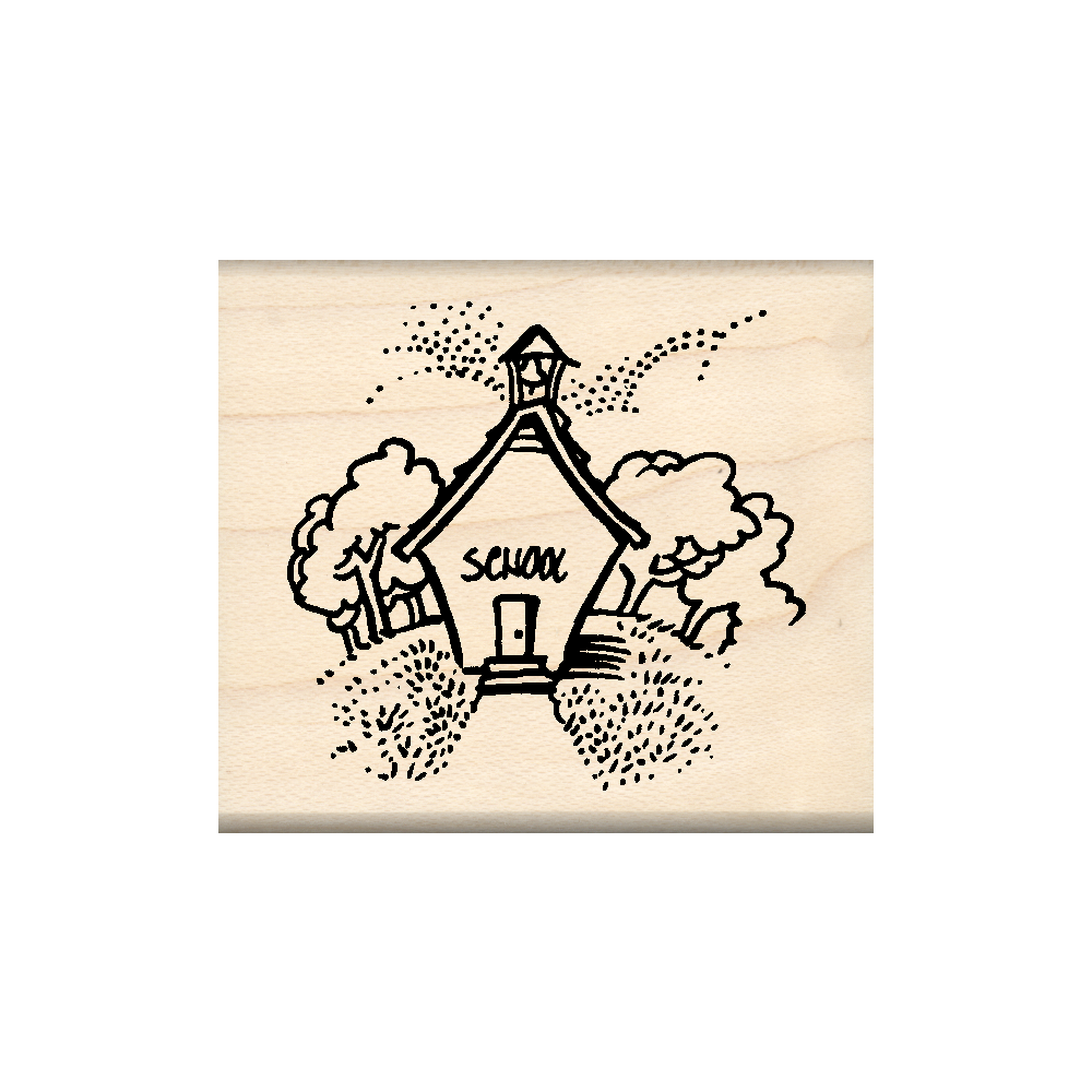 School House Rubber Stamp 1.75" x 2" block