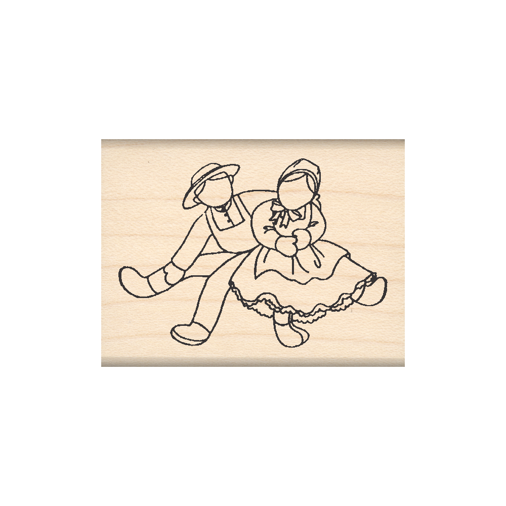 Amish Dolls Rubber Stamp 1.5" x 2" block