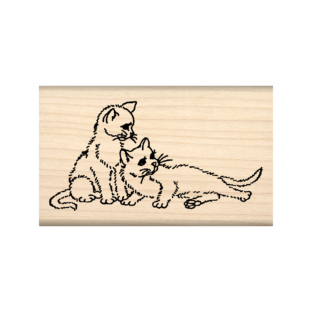 Cats Rubber Stamp 1.5" x 2.5" block