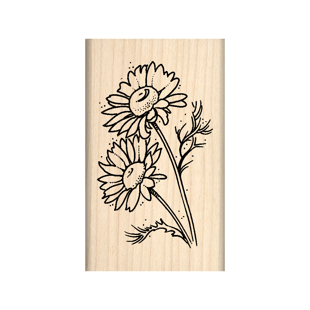 Flowers Rubber Stamp 1.5" x 2.5" block