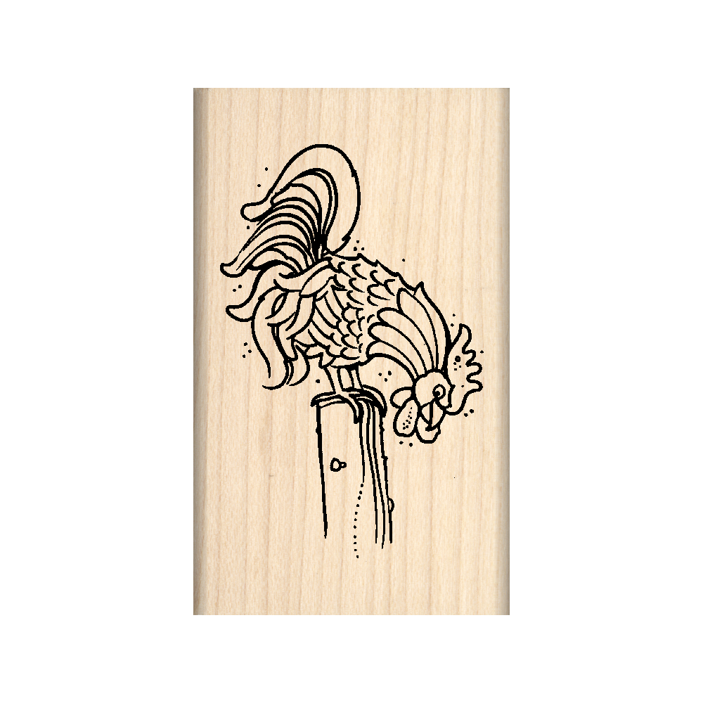 Rooster Rubber Stamp 1.5" x 2.5" block