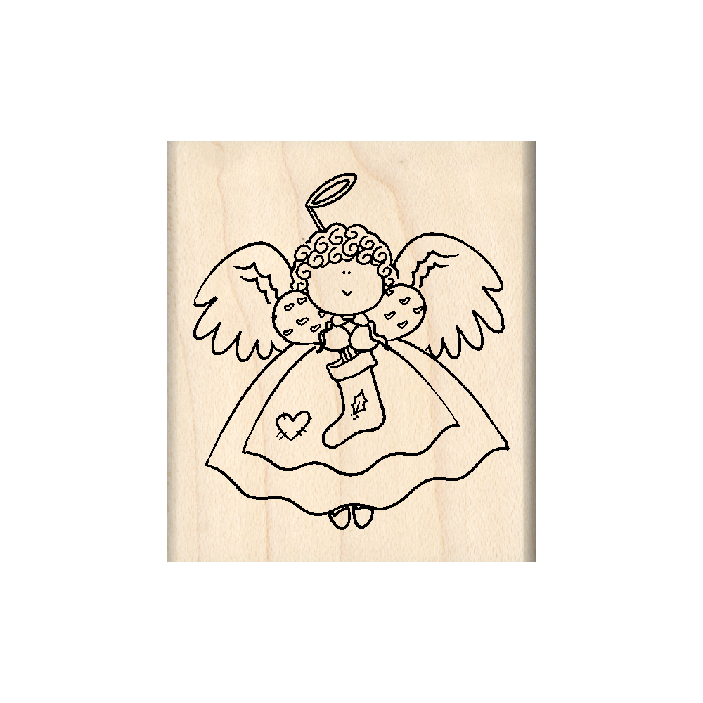 Angel Rubber Stamp 1.75" x 2" block