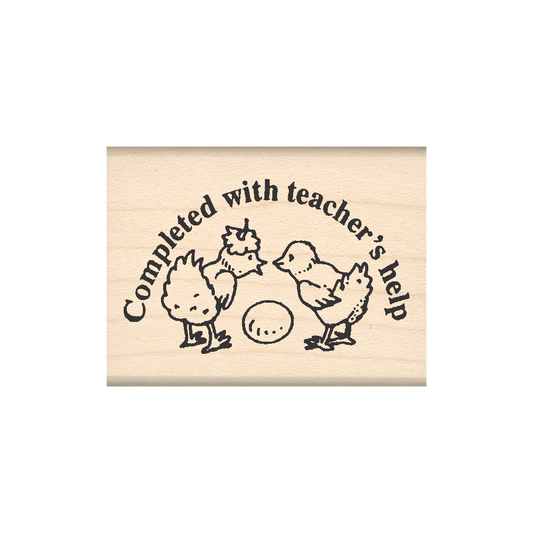 Completed with Teacher's Help Rubber Stamp 1.5" x 2" block