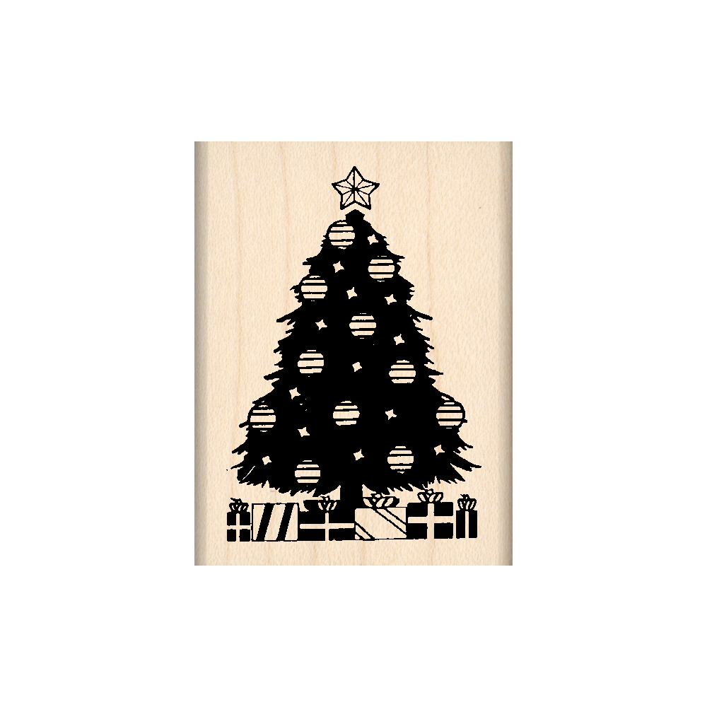 Christmas Tree Rubber Stamp 1.5" x 2" block