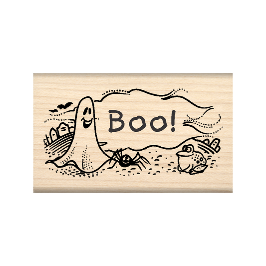 Boo! Rubber Stamp 1.5" x 2.5" block