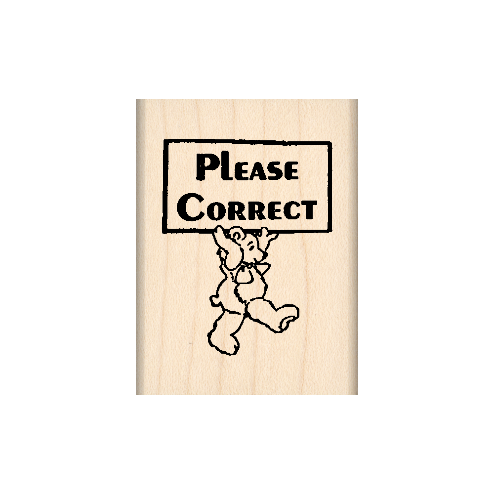 Please Correct Teacher Rubber Stamp 1.5" x 2" block