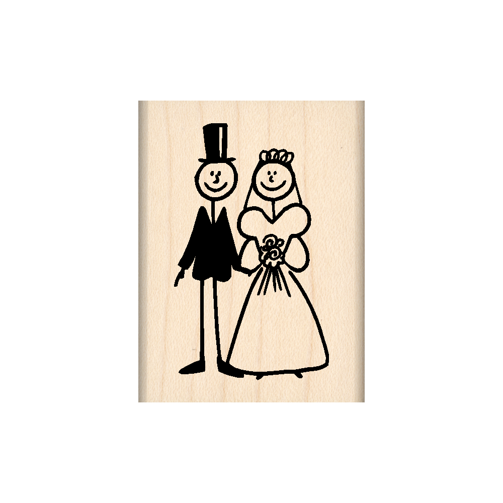 Bride & Groom Rubber Stamp 1.5" x 2" block