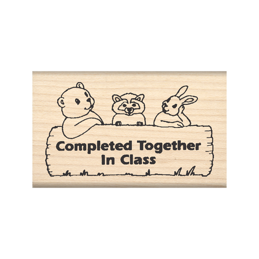 Completed Together In Class Teacher Rubber Stamp 1.5" x 2.5" block