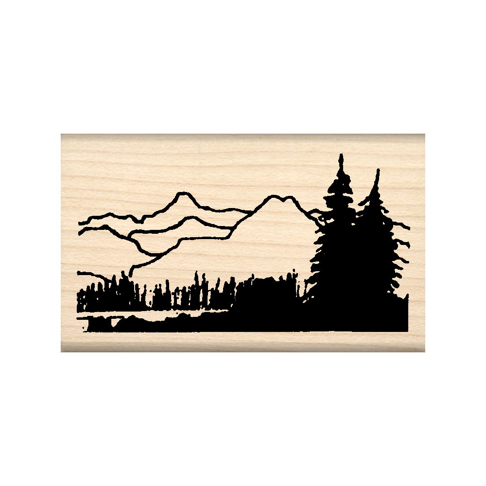 Mountain Scene Rubber Stamp 1.5" x 2.5" block