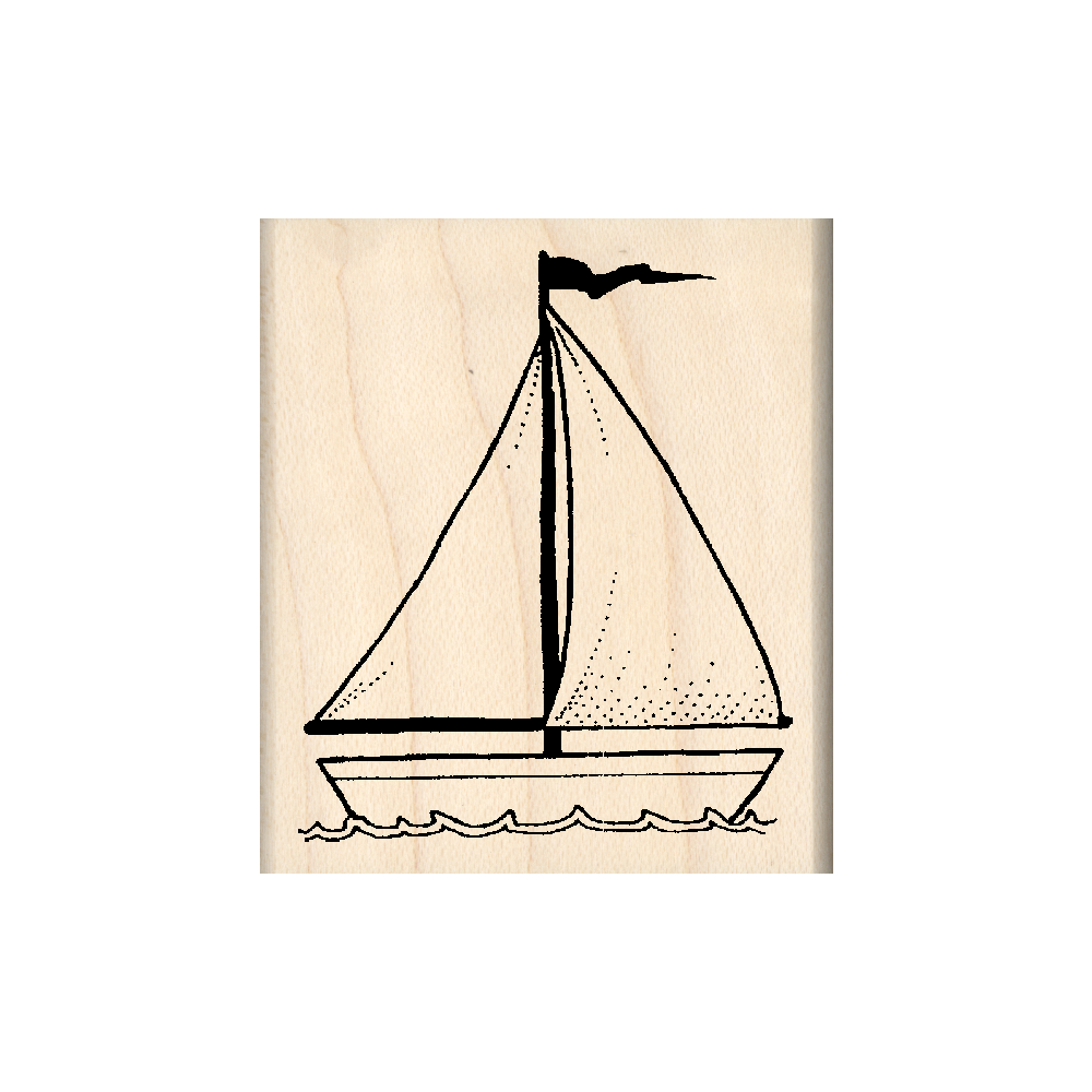 Sailboat Rubber Stamp 1.75" x 2" block