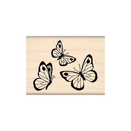 Butterflies Rubber Stamp 1.5" x 2" block