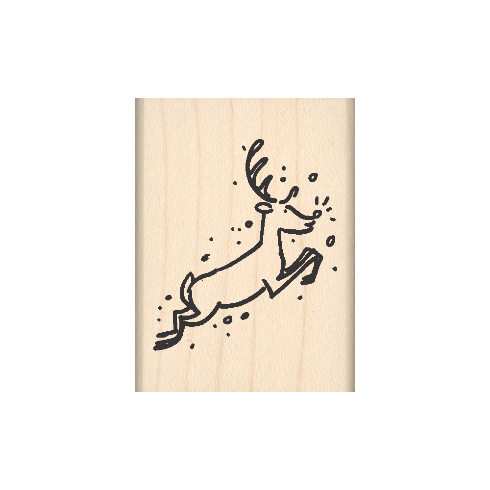Rudolph Rubber Stamp 1.5" x 2" block