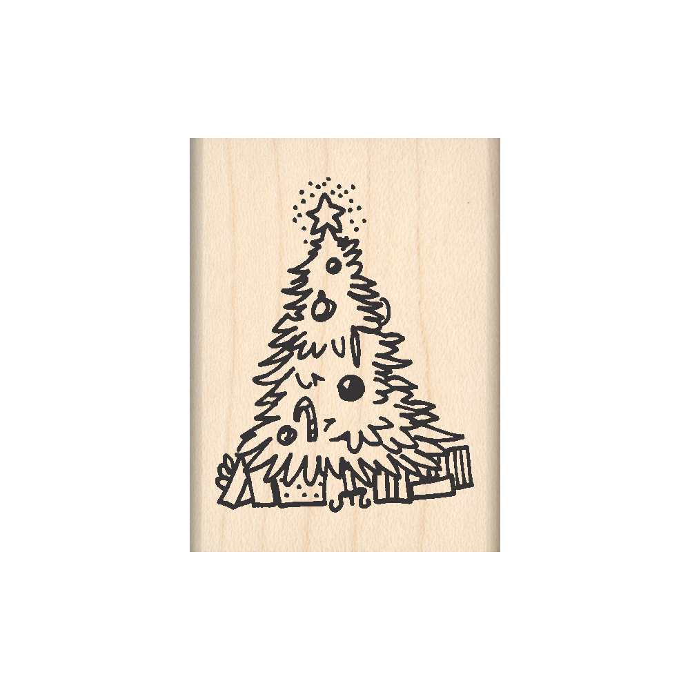 Christmas Tree Rubber Stamp 1.5" x 2" block