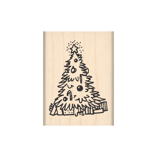 Christmas Tree Rubber Stamp 1.5" x 2" block