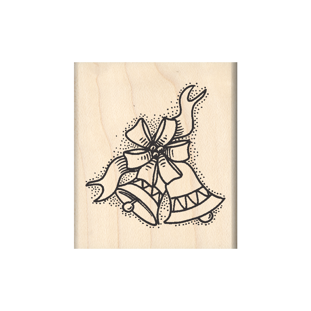Christmas Bells Rubber Stamp 1.75" x 2" block