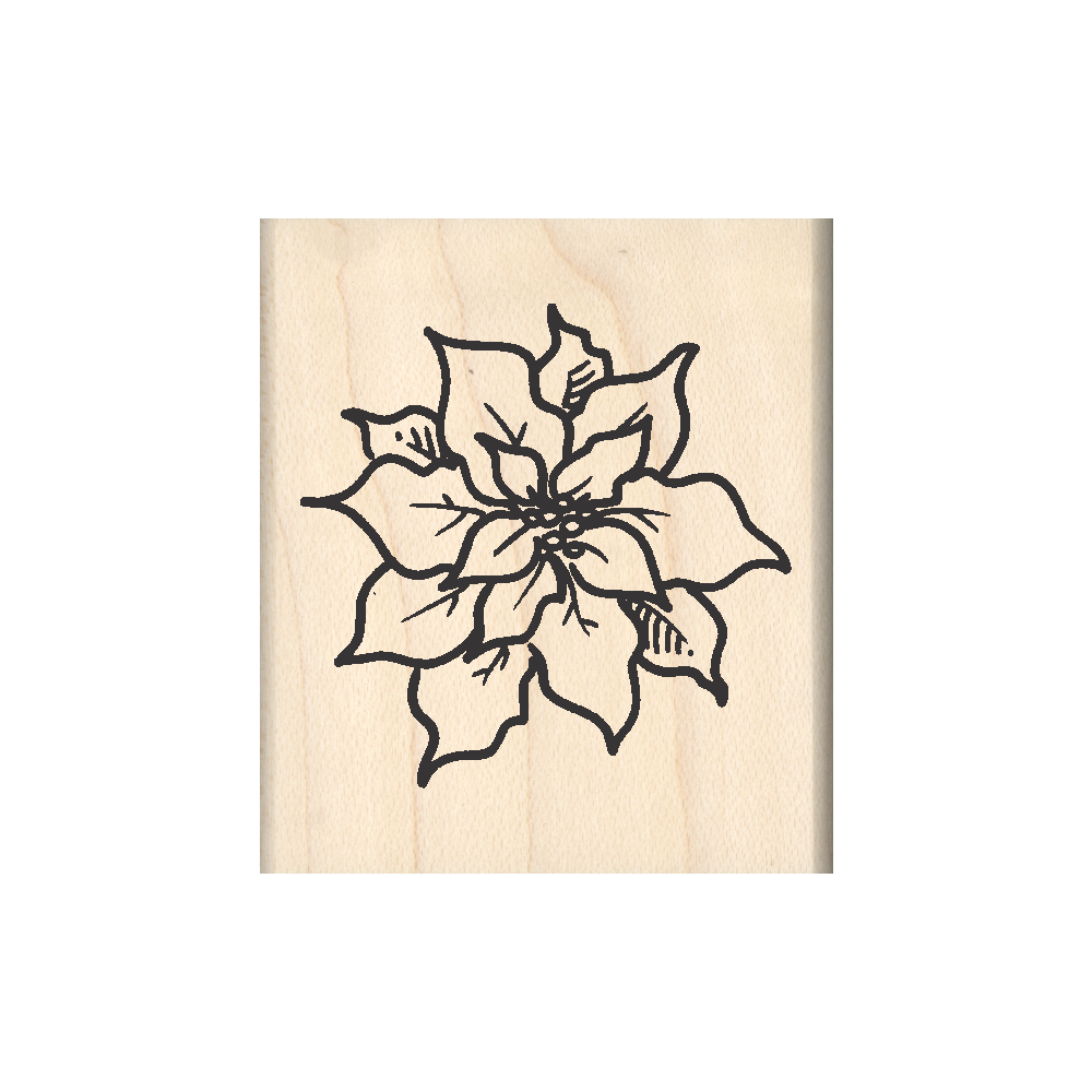 Poinsettia Christmas Rubber Stamp 1.75" x 2" block