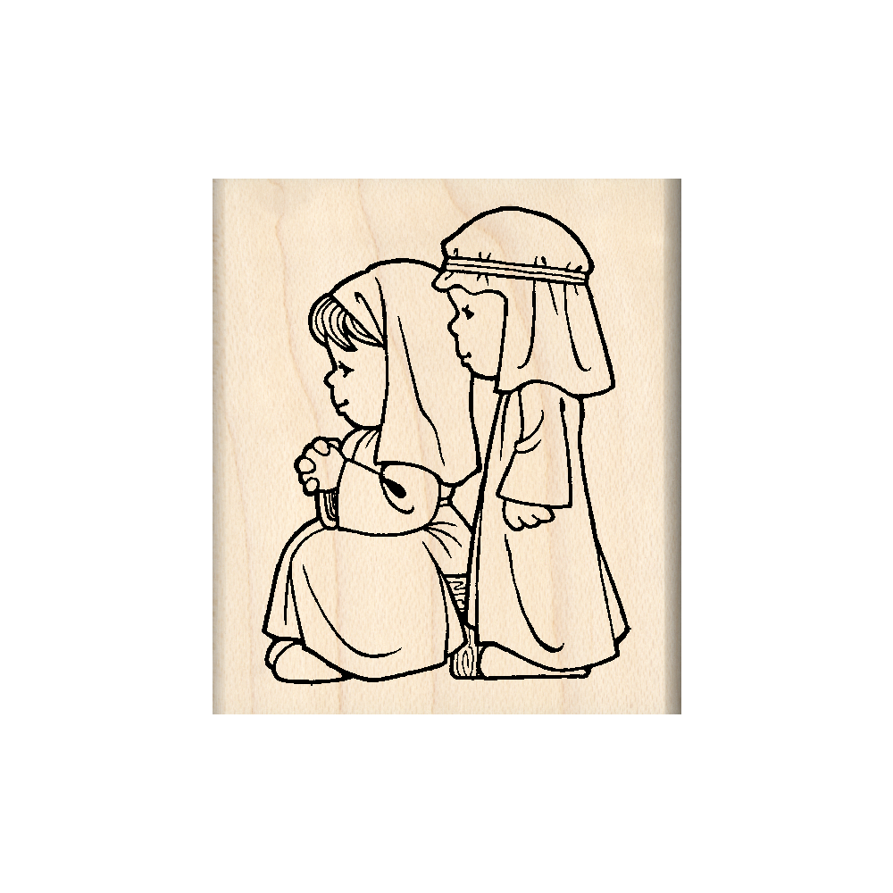 Mary & Joseph Christmas Nativity Rubber Stamp 1.75" x 2" block